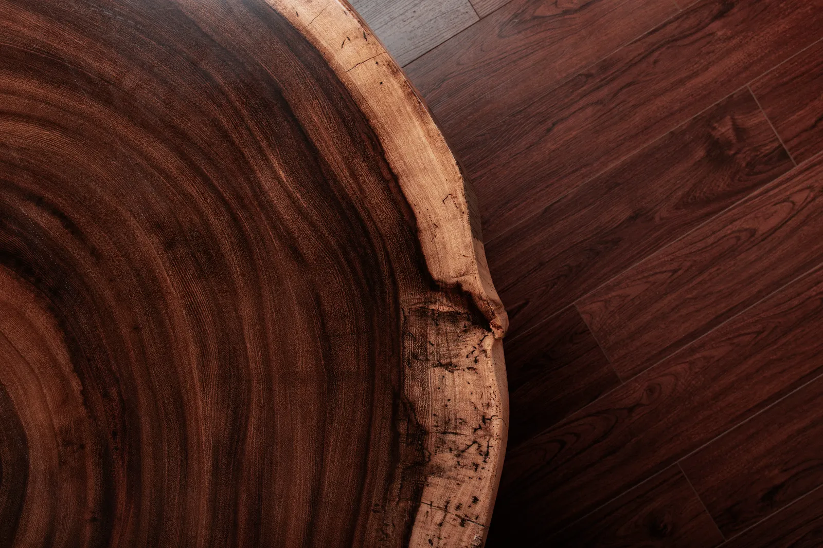 Round Crosscut Parota Dining Table