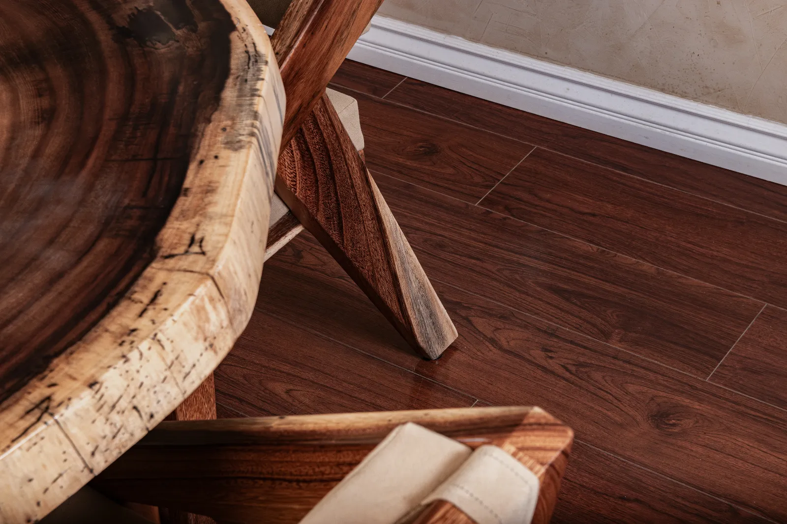 Round Crosscut Parota Dining Table